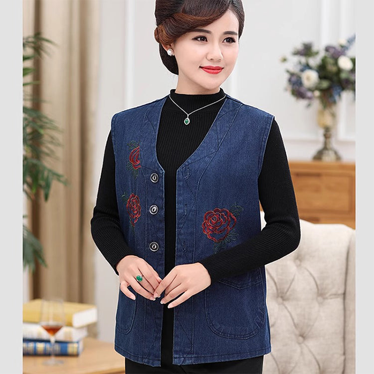 🌹🌹New autumn/winter denim vest for layering—plus-size vest for middle-aged moms.