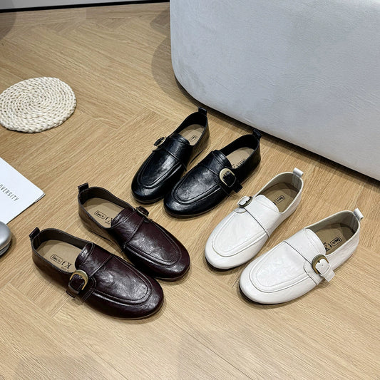 2026 Autumn New Fashionable Metal Buckle Flat Casual Shoes