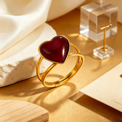 Women Fashion Colorful Open Heart Ring