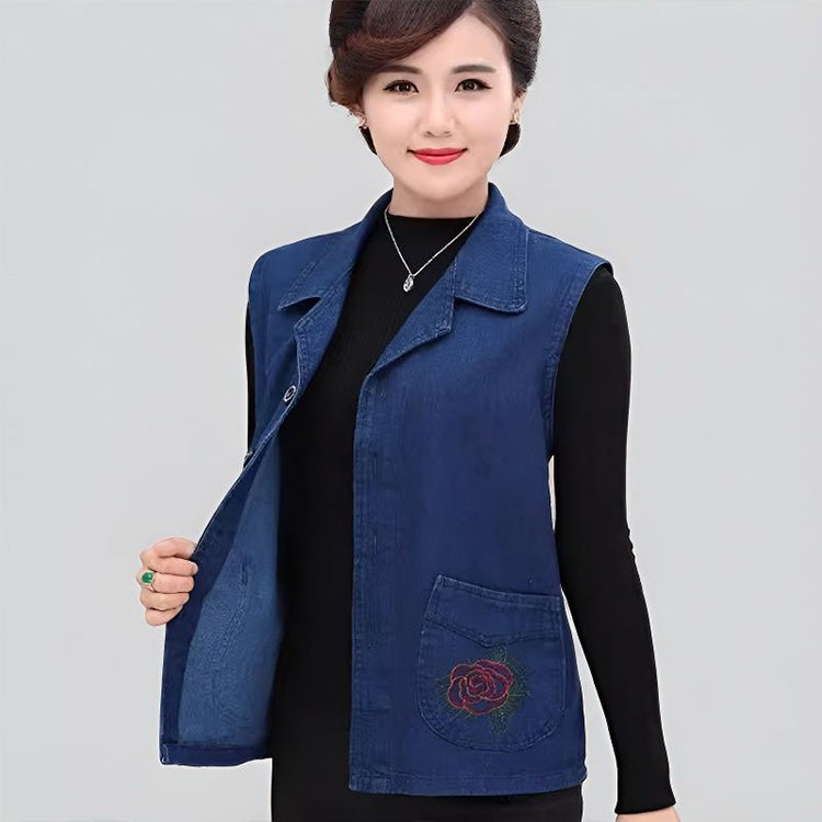 🌹🌹New autumn/winter denim vest for layering—plus-size vest for middle-aged moms.