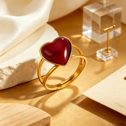 Women Fashion Colorful Open Heart Ring