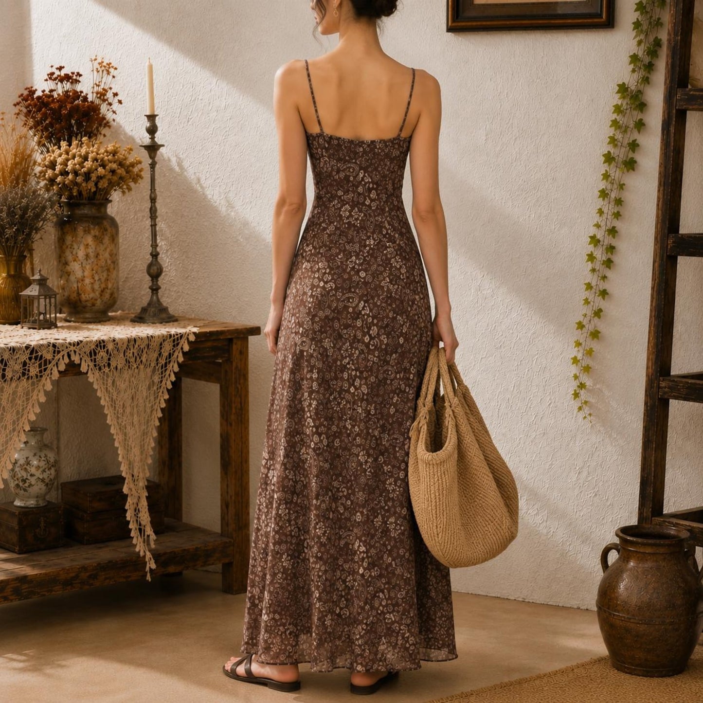 Floral Spaghetti Strap Maxi Vacation Dress