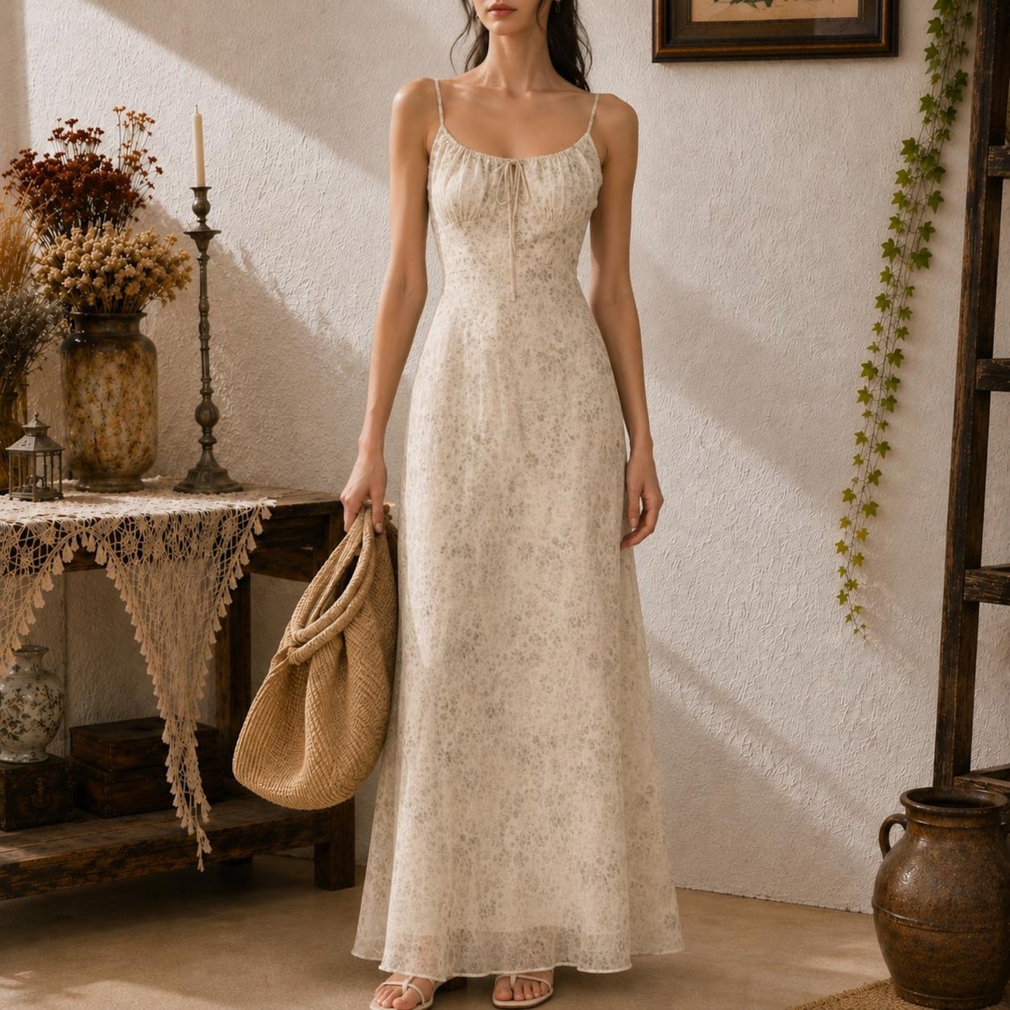 Floral Spaghetti Strap Maxi Vacation Dress