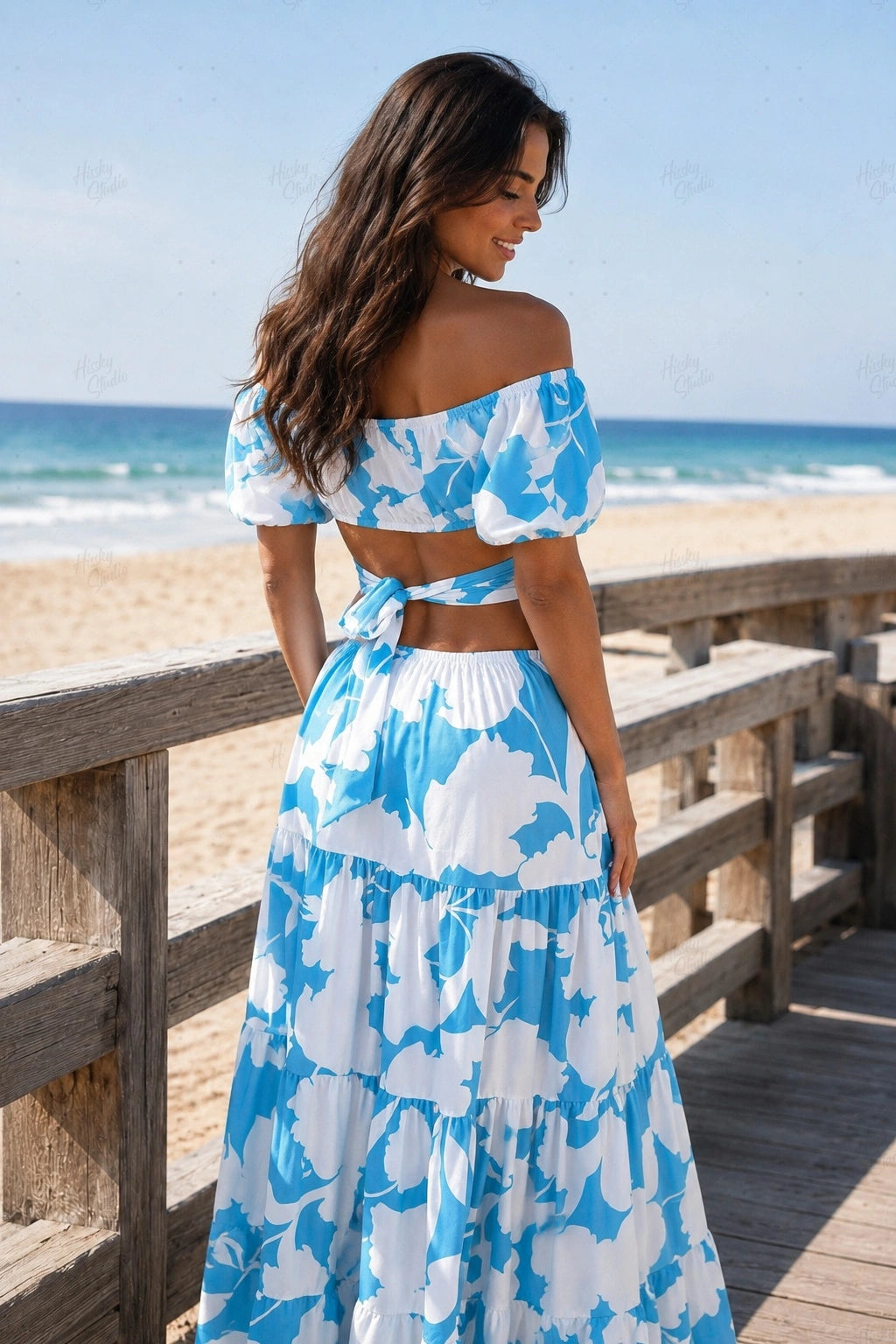 Women's Off-Shoulder Printed Maxi Dress