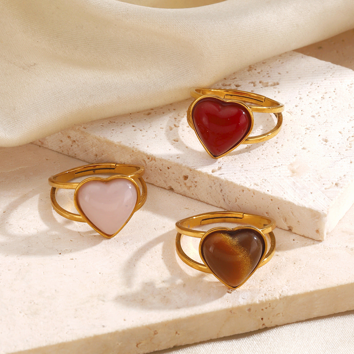 Women Fashion Colorful Open Heart Ring