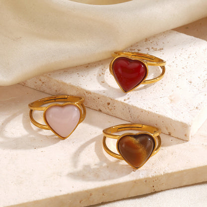 Women Fashion Colorful Open Heart Ring