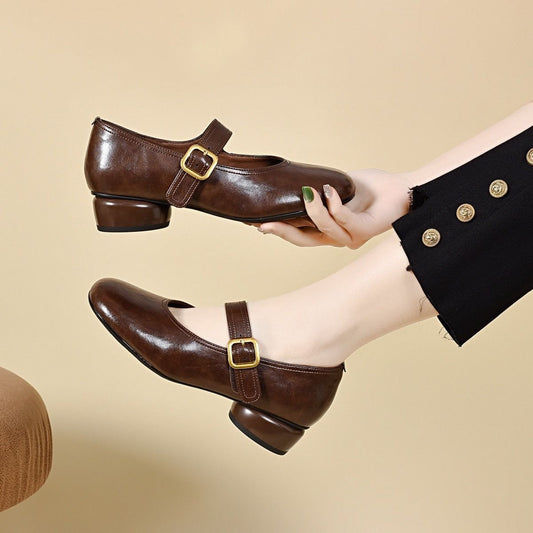 Autumn 2026 Round-Toe Block-Heel Mary Janes with Ankle Strap