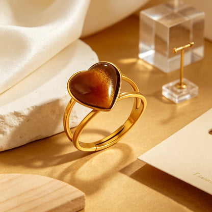 Women Fashion Colorful Open Heart Ring