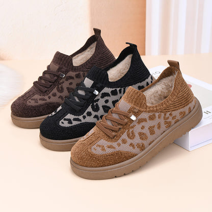 Women's Autumn/Winter Soft-Soled Leopard Print Casual Shoes