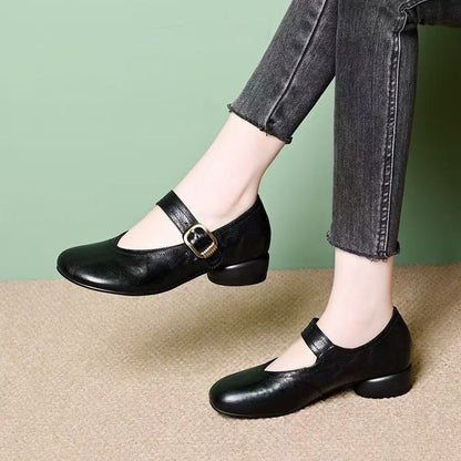 Autumn 2026 Round-Toe Block-Heel Mary Janes with Ankle Strap
