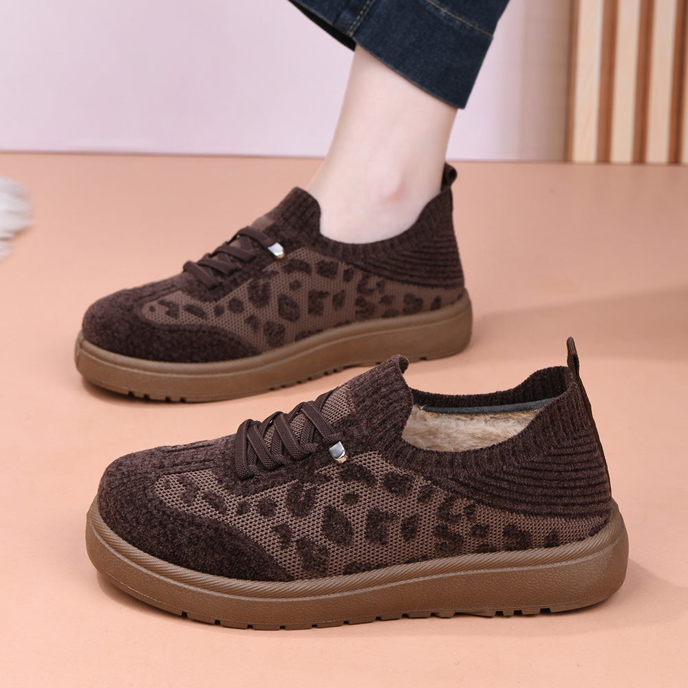 Women's Autumn/Winter Soft-Soled Leopard Print Casual Shoes