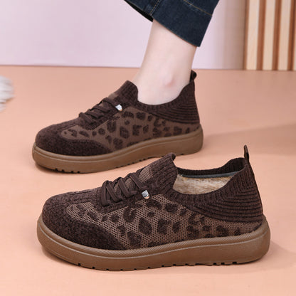 Women's Autumn/Winter Soft-Soled Leopard Print Casual Shoes
