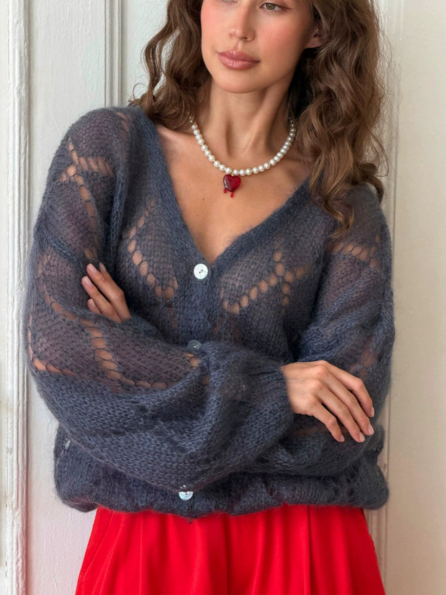 New Autumn Loose-fitting Hollow-out Knit Sweater for Women