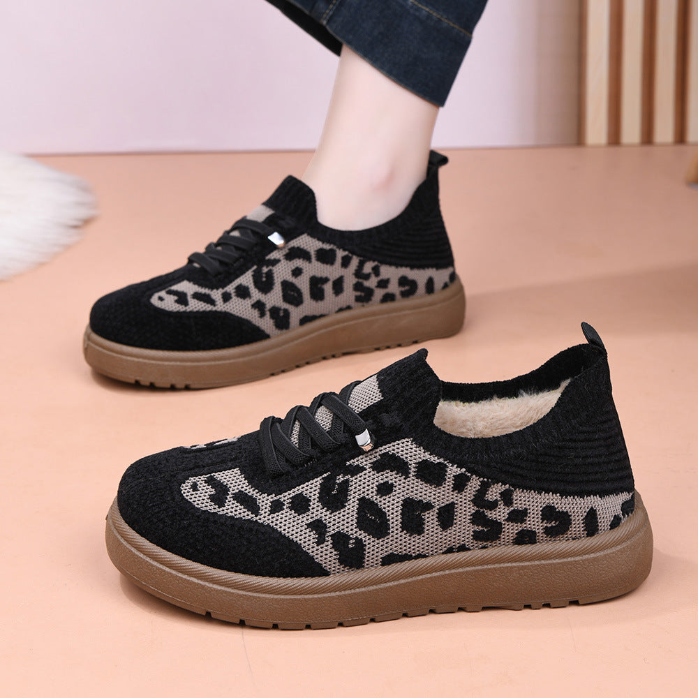 Women's Autumn/Winter Soft-Soled Leopard Print Casual Shoes