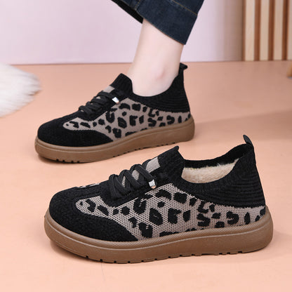 Women's Autumn/Winter Soft-Soled Leopard Print Casual Shoes
