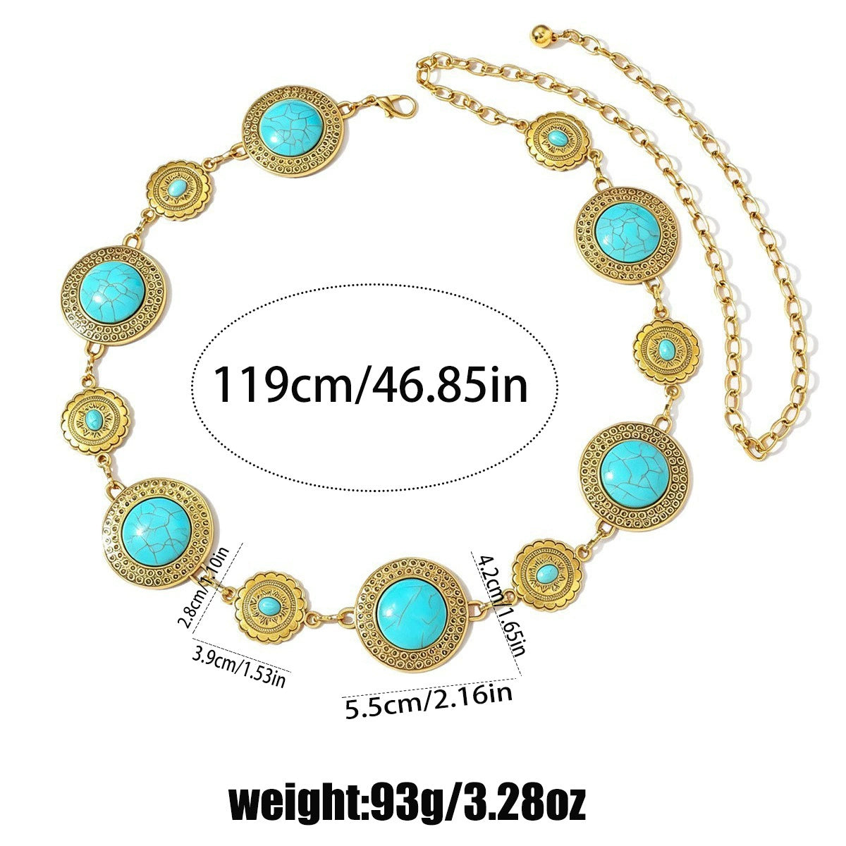 Women's Summer Retro Turquoise Waist Chain