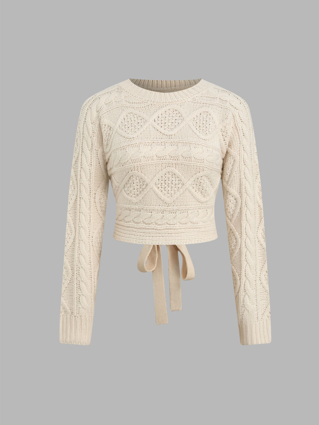 2026 New Open-Back Knit Sweater with Bow Tie Detail