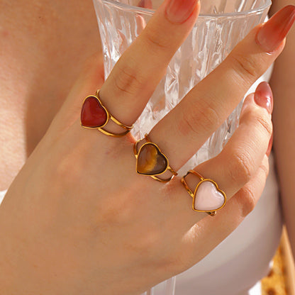 Women Fashion Colorful Open Heart Ring