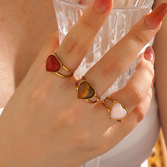 Women Fashion Colorful Open Heart Ring