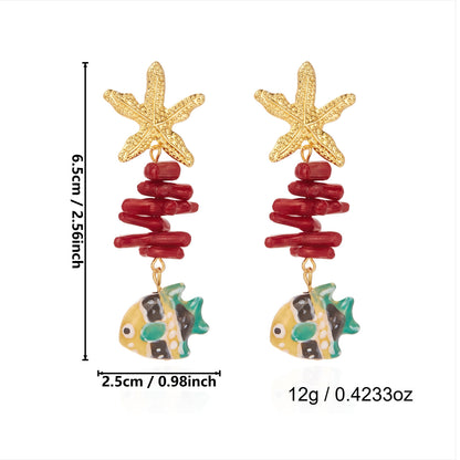 Versatile Starfish And Coral Beach-Style Earrings