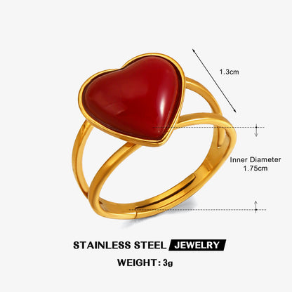 Women Fashion Colorful Open Heart Ring