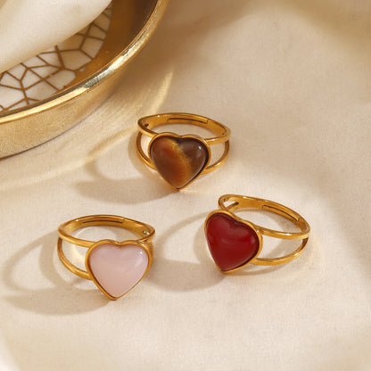 Women Fashion Colorful Open Heart Ring