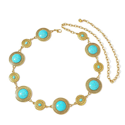 Women's Summer Retro Turquoise Waist Chain