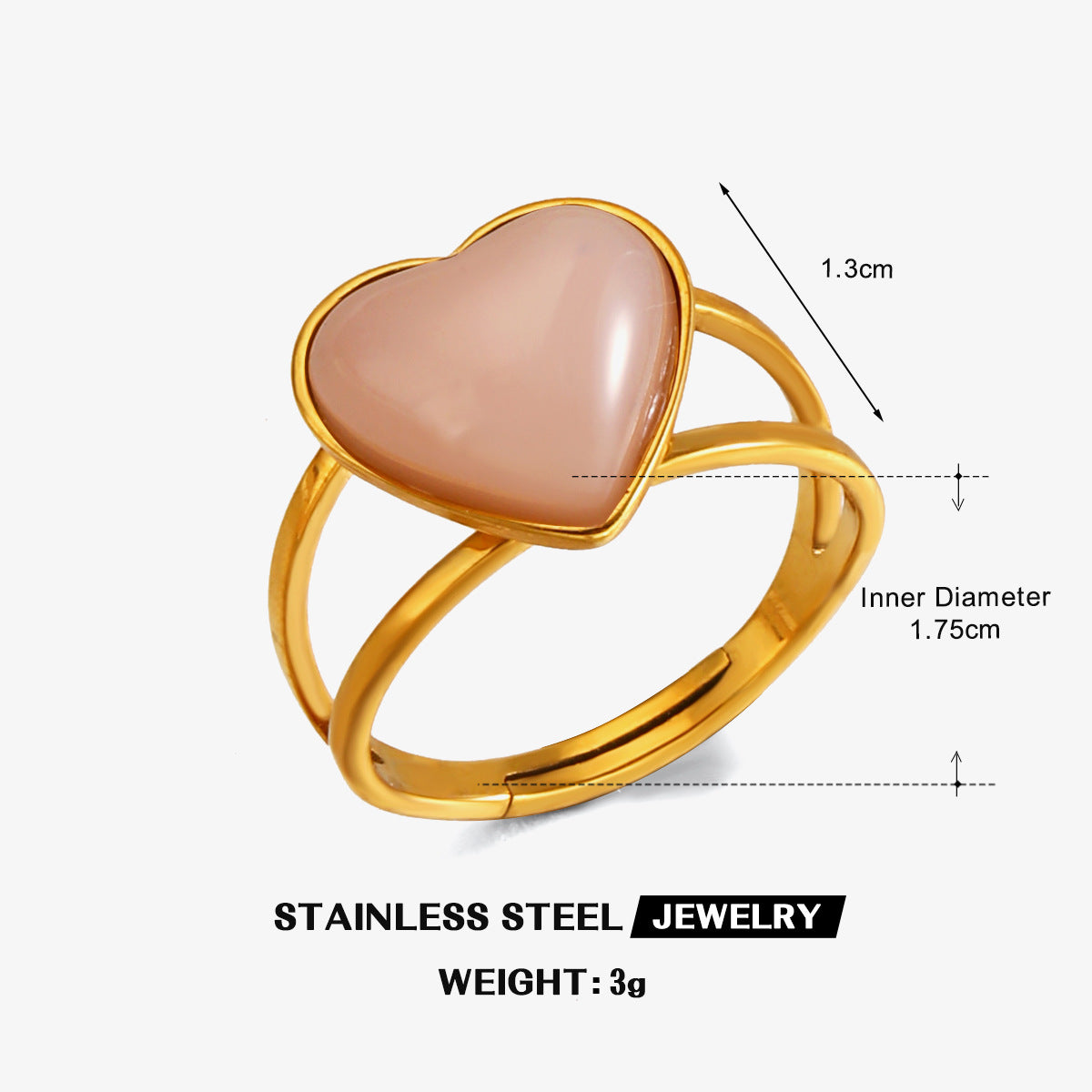 Women Fashion Colorful Open Heart Ring