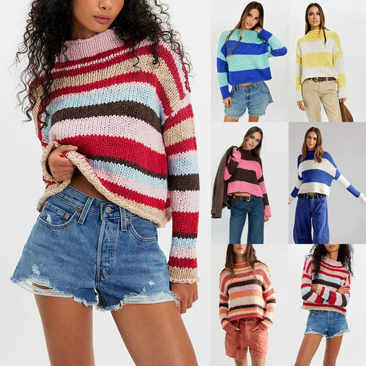 2026 Autumn/Winter New Arrival Women's Loose Striped Sweater