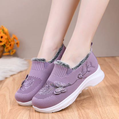 Women's Fleece-Lined Non-Slip Casual Sports Shoes for Winter