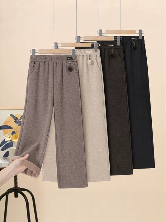 High-waisted loose straight casual pants