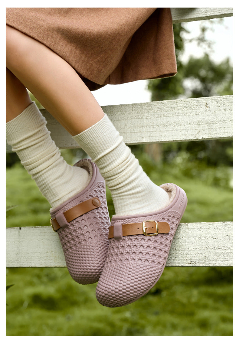 2026 New Warm, Non-Slip Fur-Lined Cotton Slippers