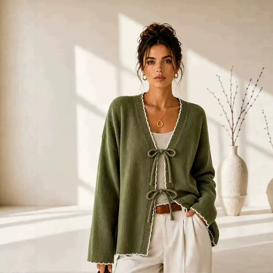 Knitted cardigan in green