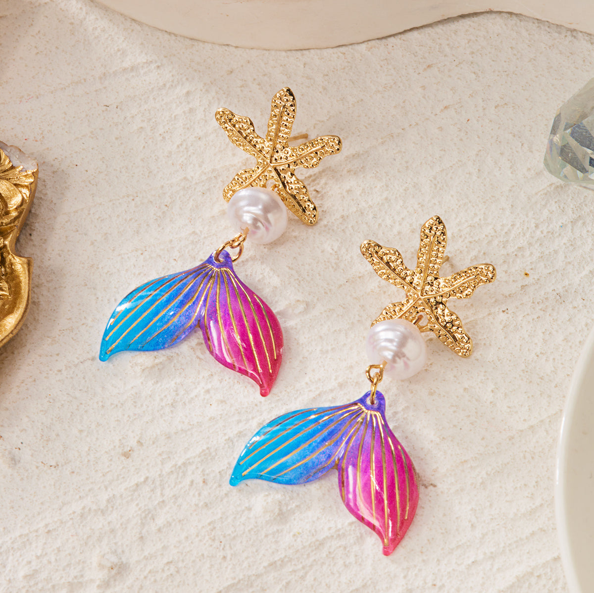 Versatile Starfish And Coral Beach-Style Earrings