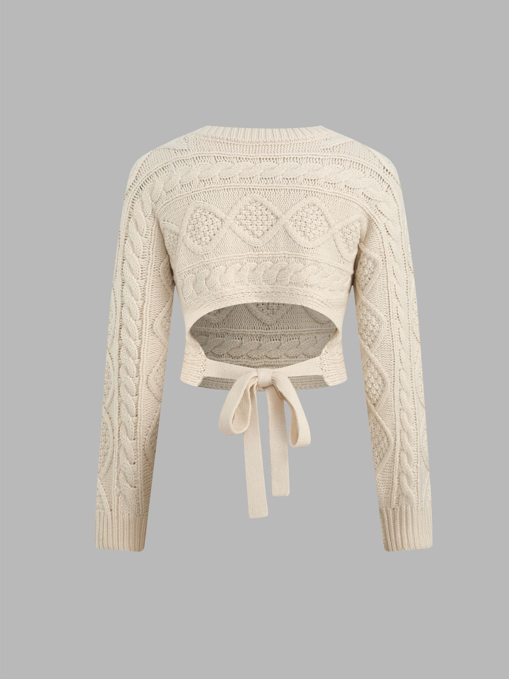 2026 New Open-Back Knit Sweater with Bow Tie Detail