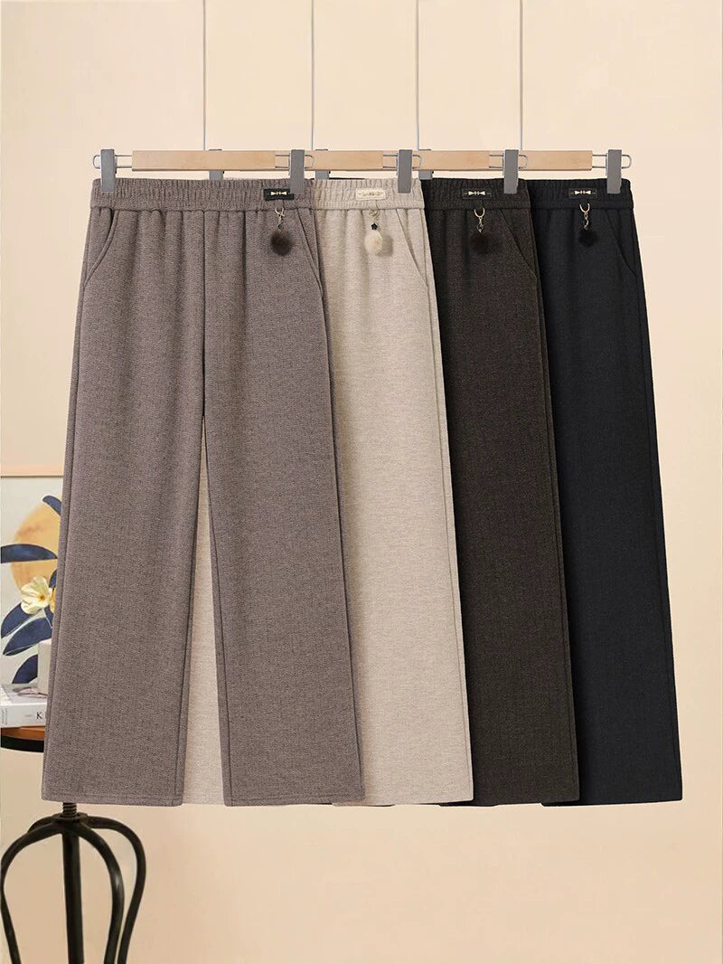 High-waisted loose straight casual pants
