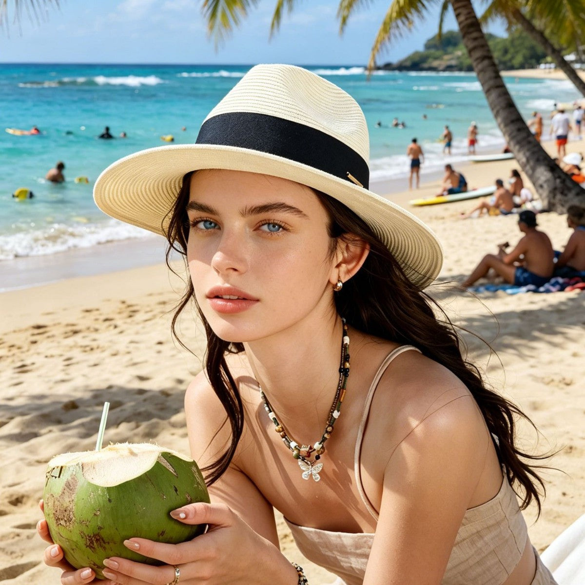 Women's Stylish Sun-Protection Panama Hat for the Beach