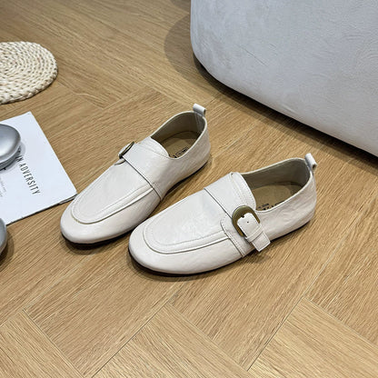 2026 Autumn New Fashionable Metal Buckle Flat Casual Shoes