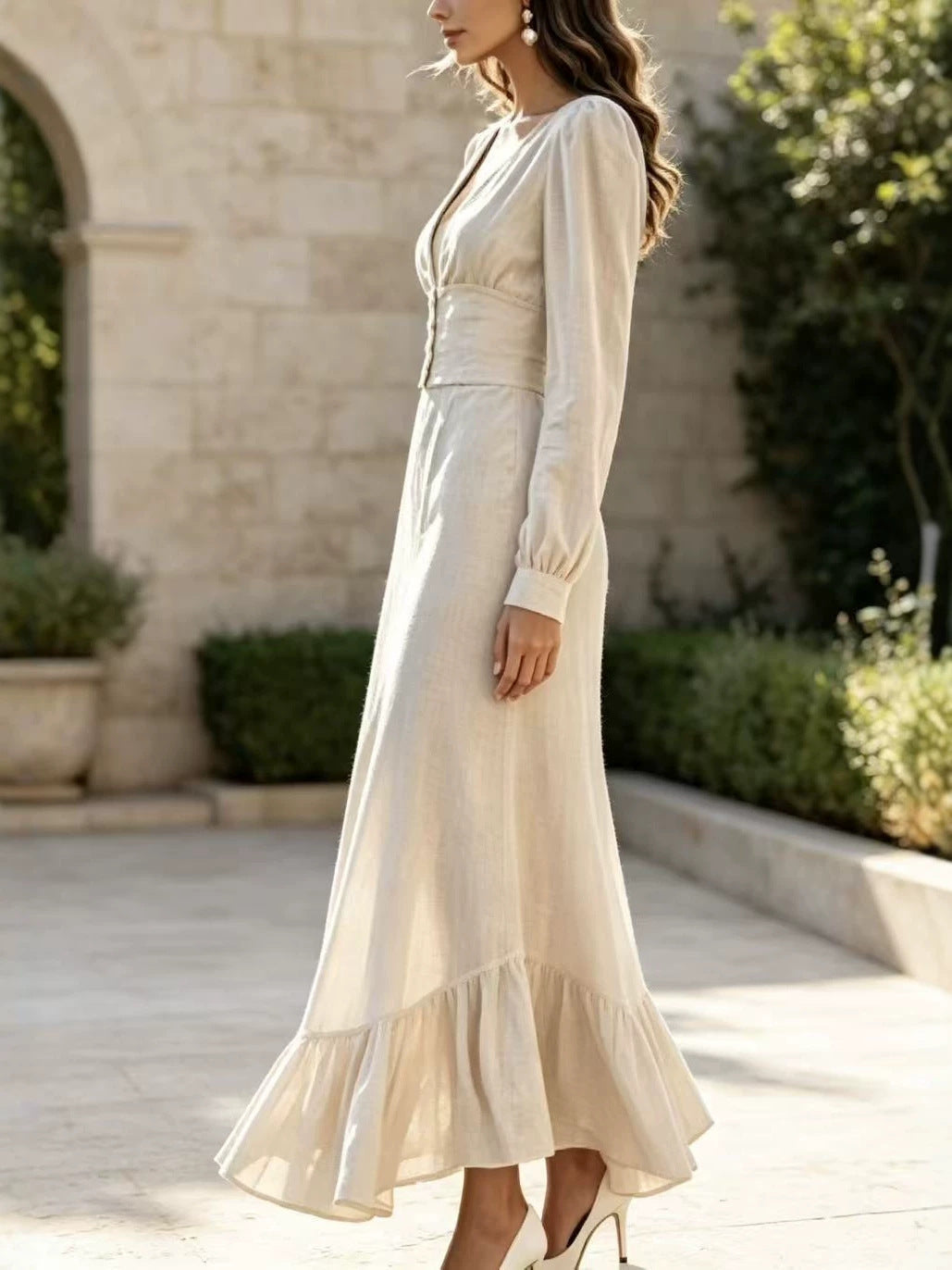 2026 Autumn New Women's Slim Waist Long Sleeve Dress