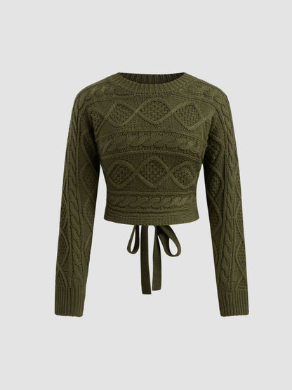 2026 New Open-Back Knit Sweater with Bow Tie Detail