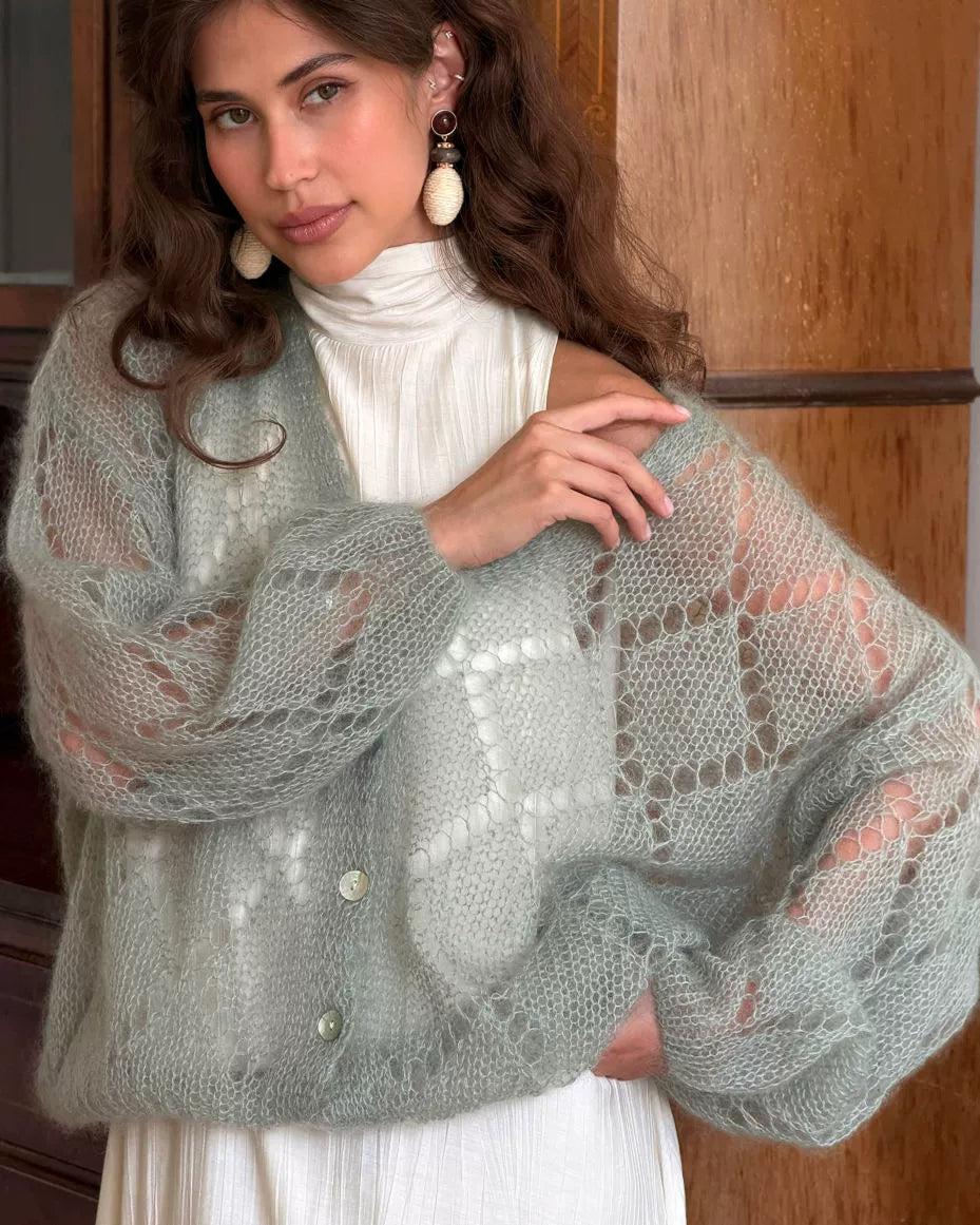 New Autumn Loose-fitting Hollow-out Knit Sweater for Women