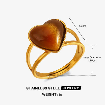 Women Fashion Colorful Open Heart Ring