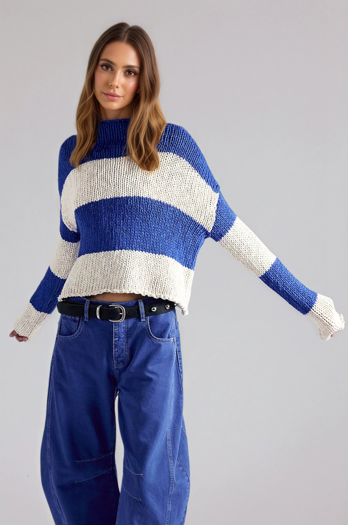 2026 Autumn/Winter New Arrival Women's Loose Striped Sweater