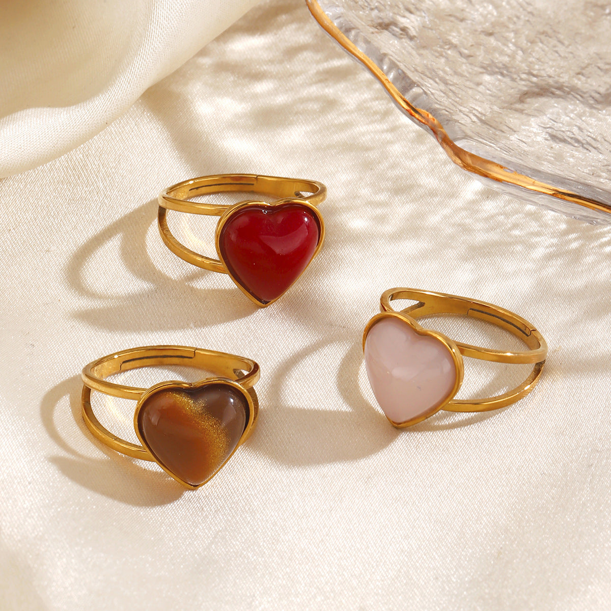 Women Fashion Colorful Open Heart Ring