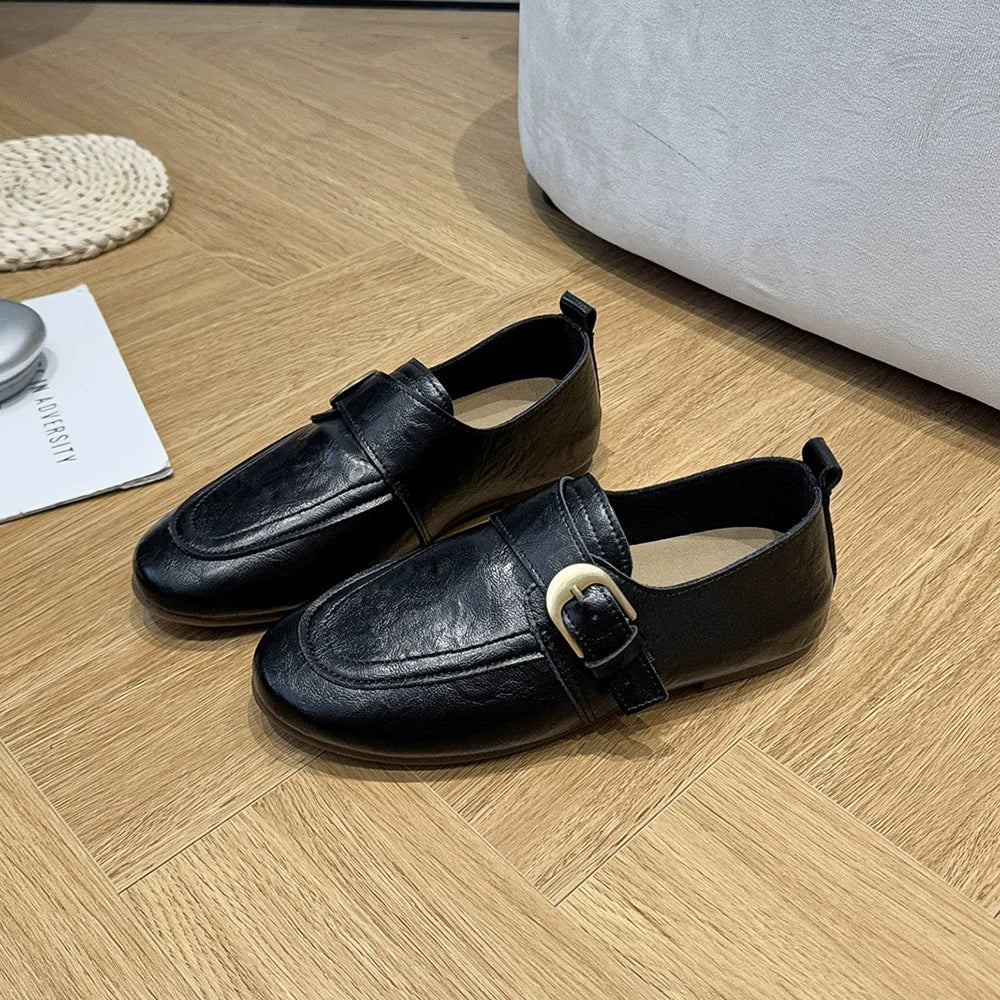 2026 Autumn New Fashionable Metal Buckle Flat Casual Shoes
