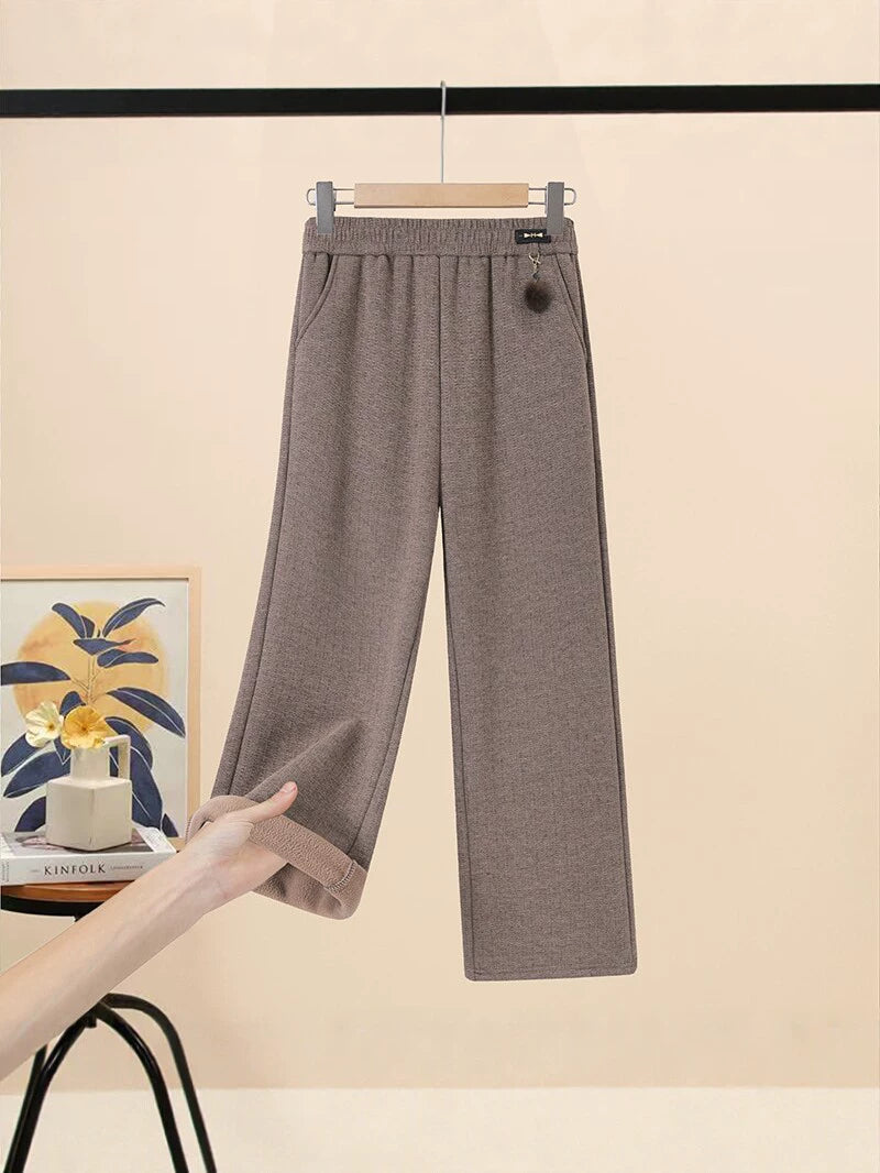 High-waisted loose straight casual pants
