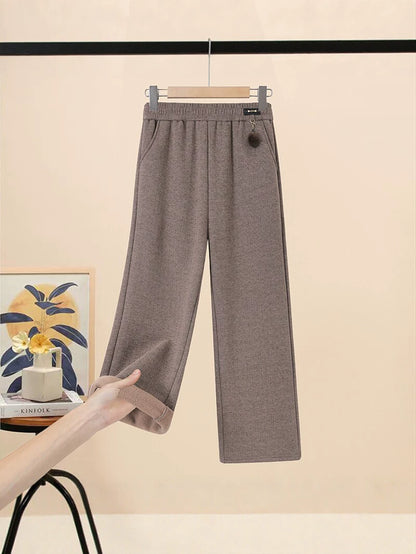High-waisted loose straight casual pants