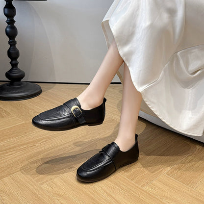 2026 Autumn New Fashionable Metal Buckle Flat Casual Shoes