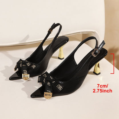 Bow-tie Pointed High-heeled Sandals