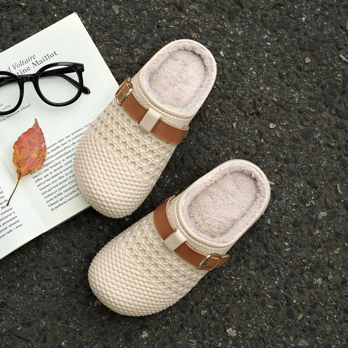 2026 New Warm, Non-Slip Fur-Lined Cotton Slippers